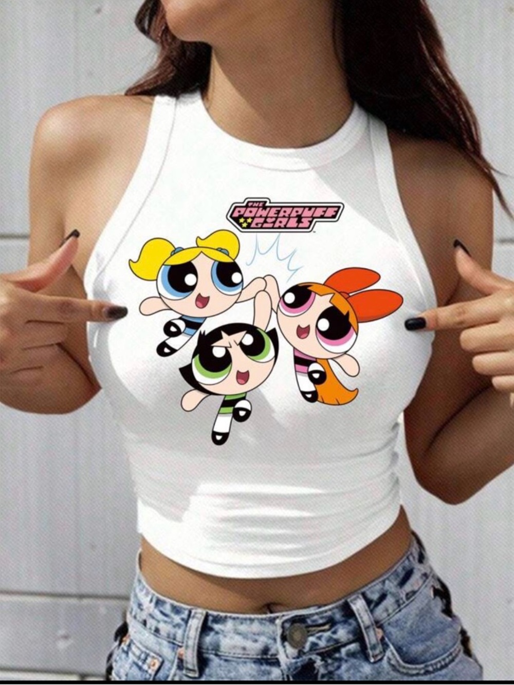 NWOT White Powerpuff Girls Graphic Crop Tank
